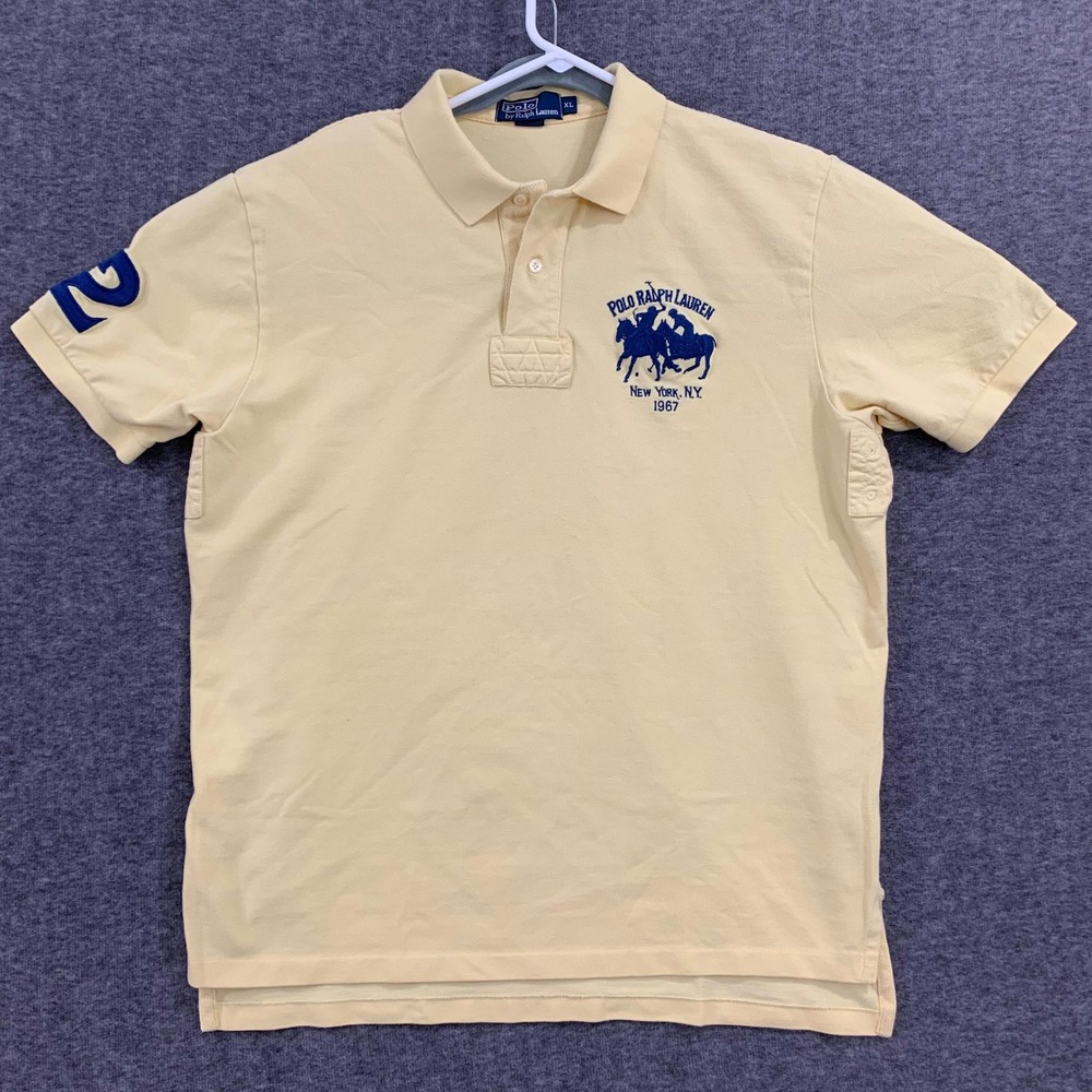 VTG Polo Ralph Lauren Mens XL Yellow Big Pony New York 1967 #2 Double Pony